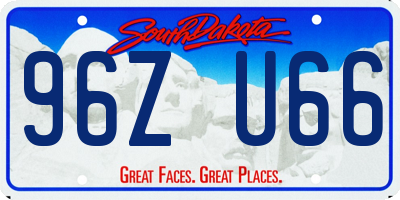 SD license plate 96ZU66