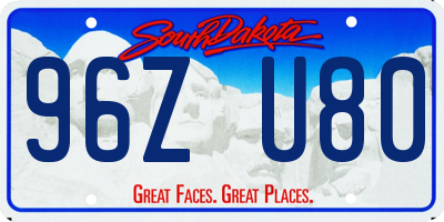 SD license plate 96ZU80