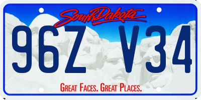 SD license plate 96ZV34