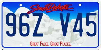 SD license plate 96ZV45