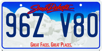 SD license plate 96ZV80