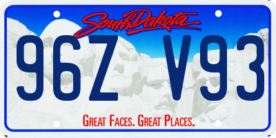 SD license plate 96ZV93