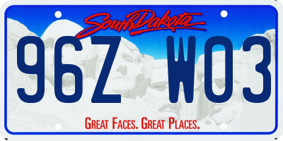 SD license plate 96ZW03