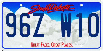 SD license plate 96ZW10