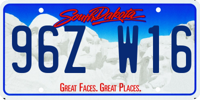SD license plate 96ZW16