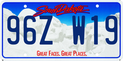 SD license plate 96ZW19
