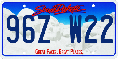 SD license plate 96ZW22