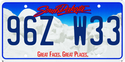 SD license plate 96ZW33