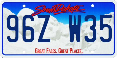 SD license plate 96ZW35