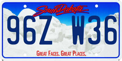 SD license plate 96ZW36