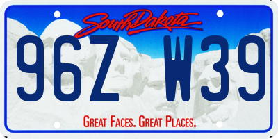 SD license plate 96ZW39
