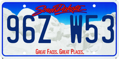 SD license plate 96ZW53