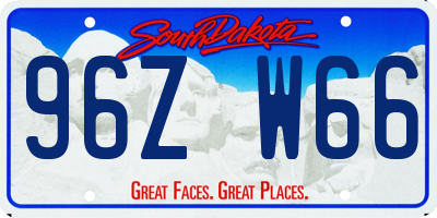 SD license plate 96ZW66