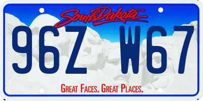 SD license plate 96ZW67