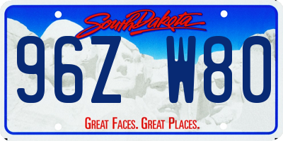 SD license plate 96ZW80