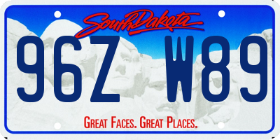 SD license plate 96ZW89