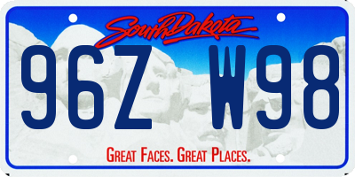 SD license plate 96ZW98