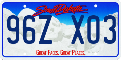 SD license plate 96ZX03