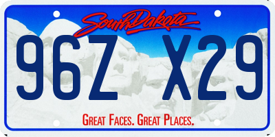 SD license plate 96ZX29