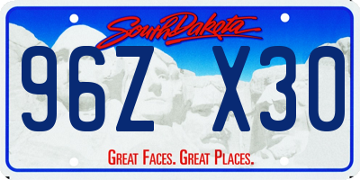 SD license plate 96ZX30