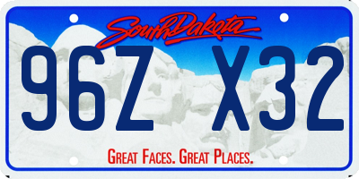 SD license plate 96ZX32