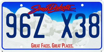 SD license plate 96ZX38