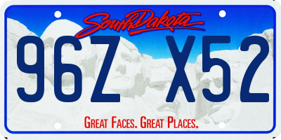 SD license plate 96ZX52