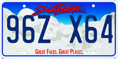 SD license plate 96ZX64