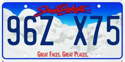 SD license plate 96ZX75