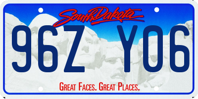 SD license plate 96ZY06
