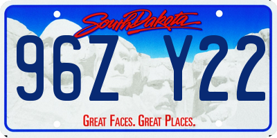 SD license plate 96ZY22