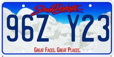 SD license plate 96ZY23