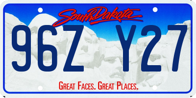 SD license plate 96ZY27