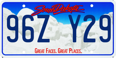 SD license plate 96ZY29