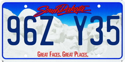 SD license plate 96ZY35