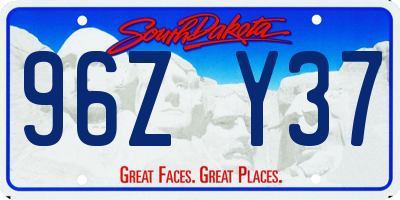 SD license plate 96ZY37