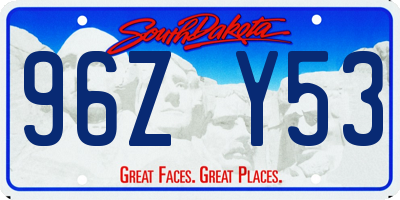 SD license plate 96ZY53