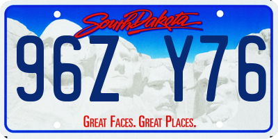 SD license plate 96ZY76
