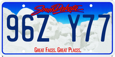 SD license plate 96ZY77
