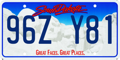 SD license plate 96ZY81
