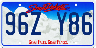 SD license plate 96ZY86