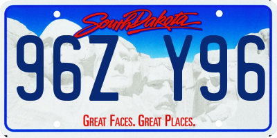 SD license plate 96ZY96