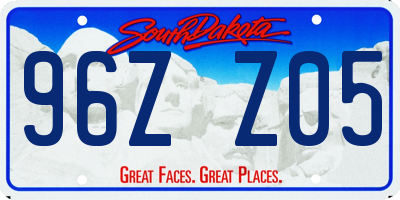 SD license plate 96ZZ05