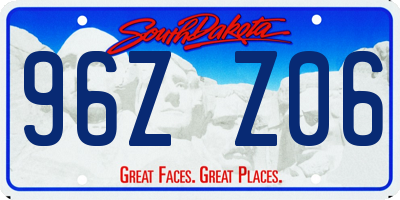SD license plate 96ZZ06