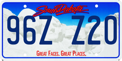 SD license plate 96ZZ20