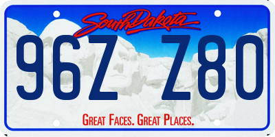 SD license plate 96ZZ80