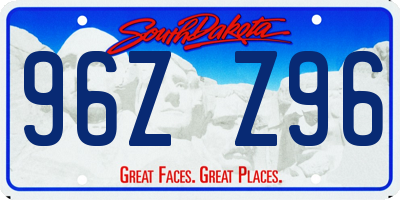 SD license plate 96ZZ96