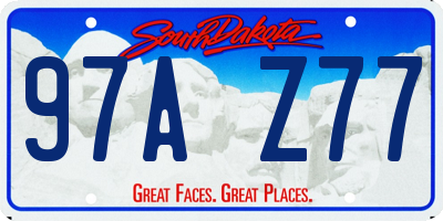 SD license plate 97AZ77
