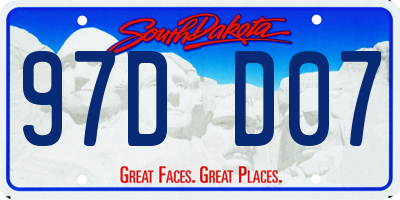 SD license plate 97DD07