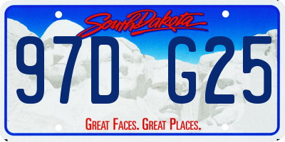 SD license plate 97DG25